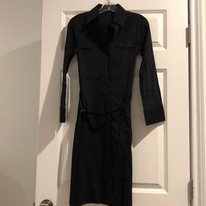 Theory Black Linen Button Up Dress